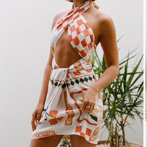 Sabo Skirt Orange and White Mini Dress